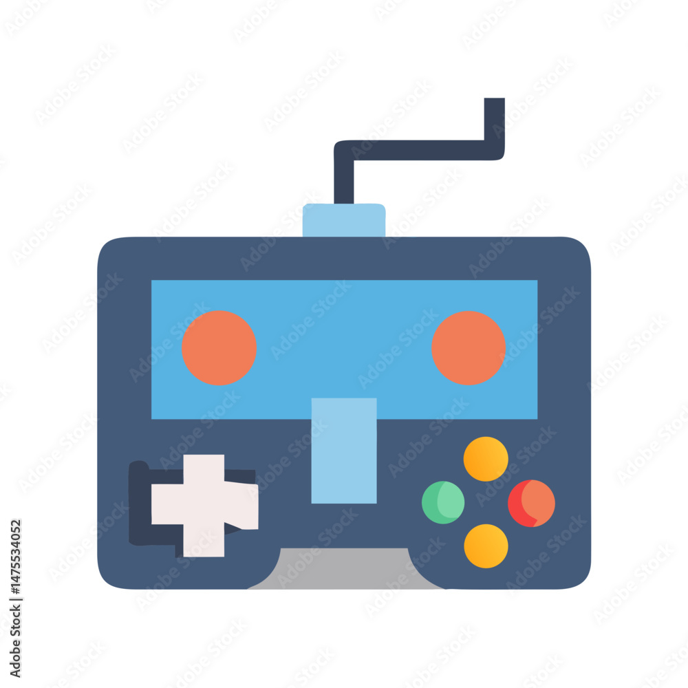 Poster retro video game controller icon on black background