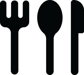 Flatware Icon Set in PNG Format with Fork, Spoon, and Knife on Transparent Background. Minimal Kitchen and Dining Utensils for Restaurant or Cooking Design.