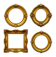 Obraz premium Elegant Antique Gold Frames for Art Display and Decoration, Isolated on Transparent Background