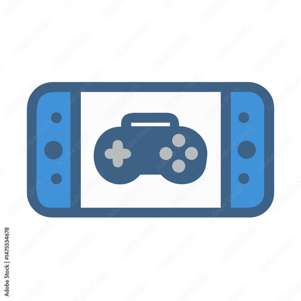Poster portable game console illustration with controller icon