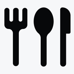 Flatware Icon Set in EPS Format on Transparent Background. Fork, Spoon, and Knife Symbols for Kitchen, Dining, and Restaurant Design