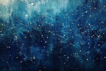 Exploring the intricate network of connections and data processing over an abstract blue background, globe and data processing over network of connections