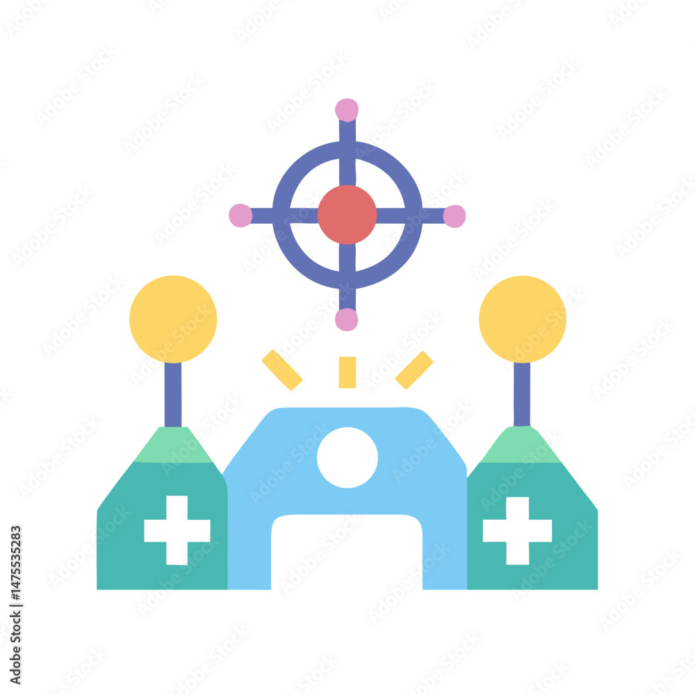 Poster retro game console with target vector art illustration