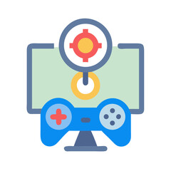 Online gaming icon illustration with target and gamepad