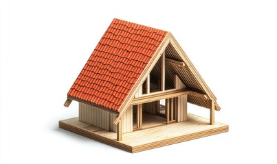 Small wooden model house, detailed structure
