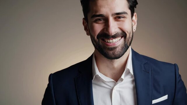 Confident smiling businessman poses with charisma in professional portrait series