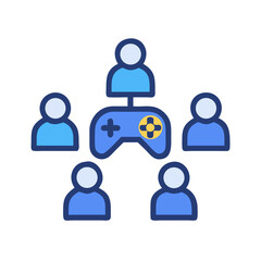 Online Multiplayer Gaming Community Illustration with Gamepad Icon