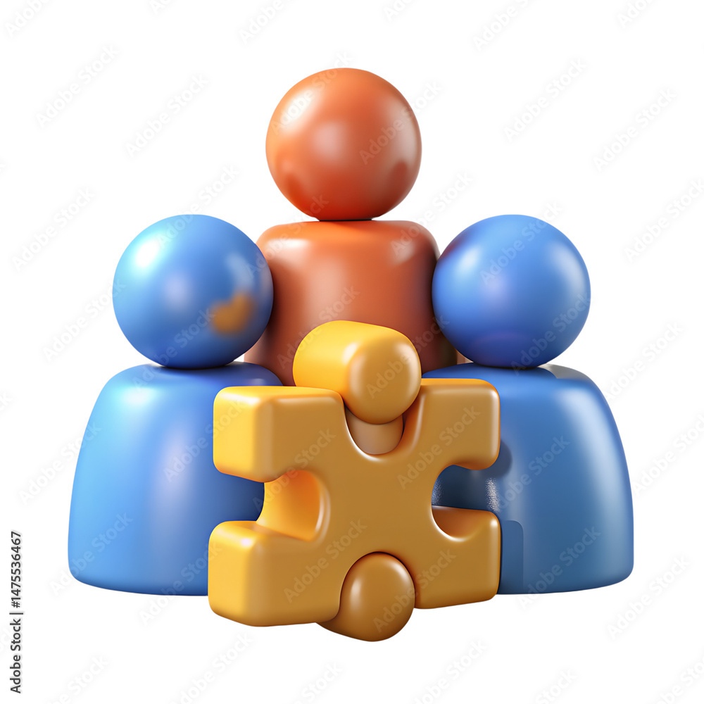 Poster illustrative 3d rendering icon depicting teamwork and unity within a business organization with a pu