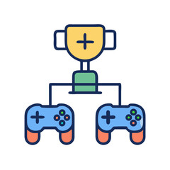 Gaming Tournament Victory: Trophy with Blue Joysticks Illustration