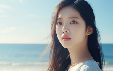 Woman portrait by the ocean