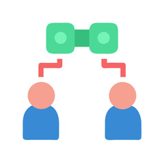 Two people connected by a shared process icon