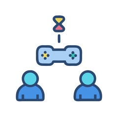 Online multiplayer gaming concept illustration on black background