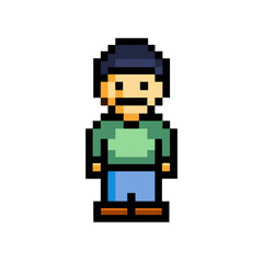 Obraz premium Pixel Art Character, 8-bit Style, Isolated, Black Background