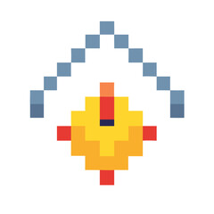 Pixel Art Pendulum with Gold Bell and Chain