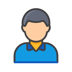 Simple Faceless Person Avatar Icon with Blue Shirt