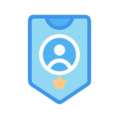 Blue User Badge with Star, Profile Icon Symbol