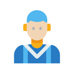 Flat Design Athlete Icon: Man with Blue Hair