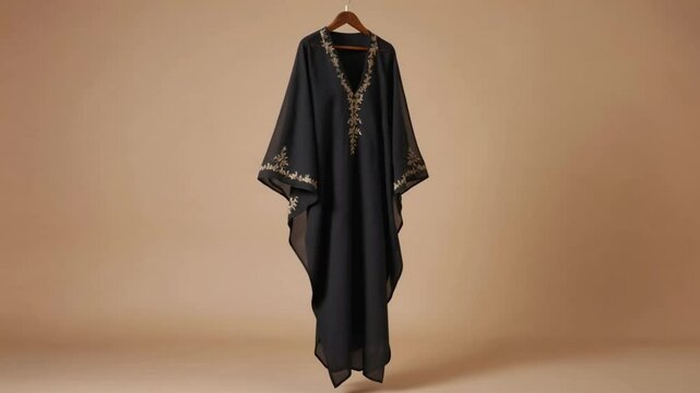 Black kaftan with gold embroidery