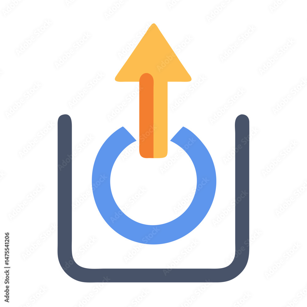 Poster upload icon with arrow inside blue square shape