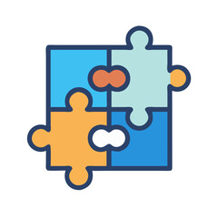 Obraz premium Four Piece Jigsaw Puzzle Cooperation, Teamwork and Solutions