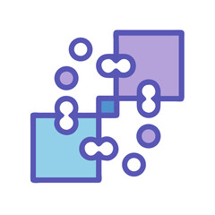 Connecting Puzzle Pieces with Circular Elements on Black Background