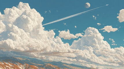 White clouds in a vibrant sky