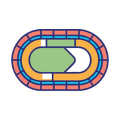 Colorful athletic running track stadium vector illustration graphic