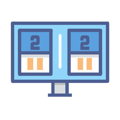 Illustrated Sports Scoreboard Showing Both Teams with Score Two