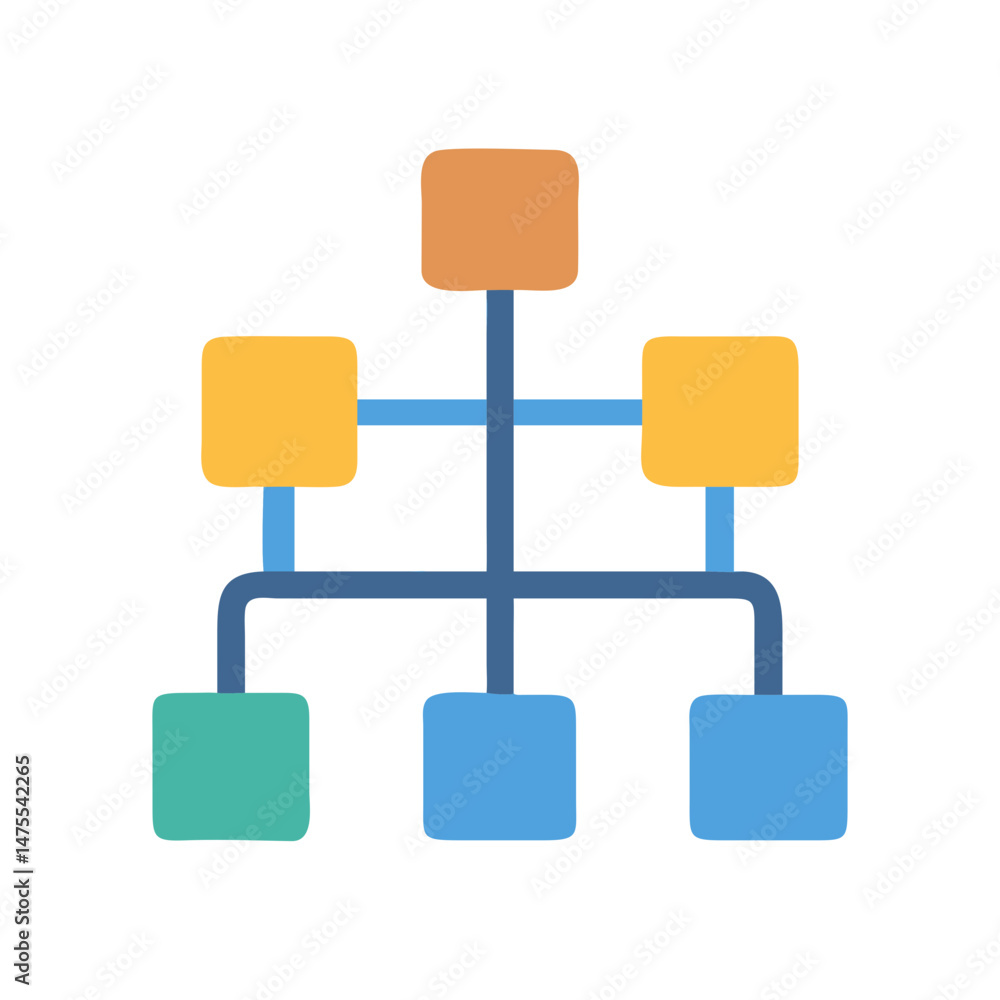 Aufkleber hierarchy chart icon: multi-level organization structure illustration