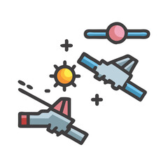 Space exploration and satellites icon with solar energy