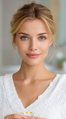 Portrait of a young woman with blonde hair