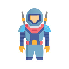 Futuristic Astronaut with Jetpack Flat Vector Illustration