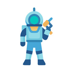 Retro space explorer illustration wearing a space suit