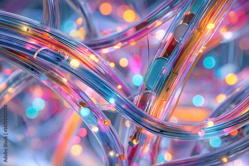 Poster entangled chromatic waveforms intertwined with bokeh light effects