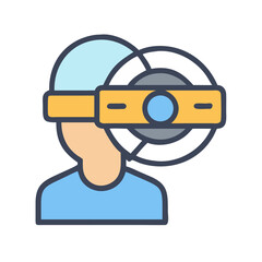 Person using virtual reality headset, VR technology concept