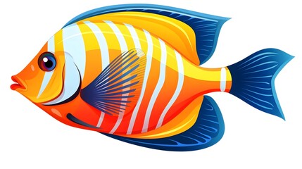 Fototapeta premium Colorful Tropical Fish Cartoon Vector Illustration for Educational Materials and Children's Books