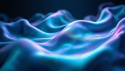 Obraz premium Holographic Heat Waves: Emerald, Sapphire, Amethyst Fluid Motion Against Charcoal Backdrop