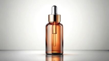 Naklejka premium Amber glass serum bottle with dropper displaying skincare and beauty product concept