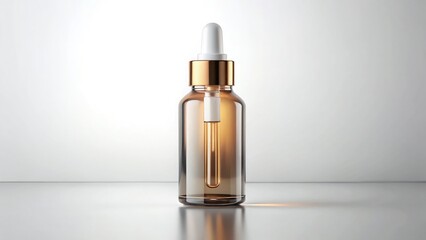 Naklejka premium Elegant glass bottle with dropper for serum or cosmetic product presentation