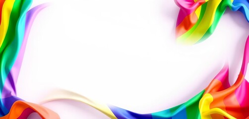 Vibrant rainbow wave flag border, LGBTQ+ pride, colorful flutter effect,  frame,  festive