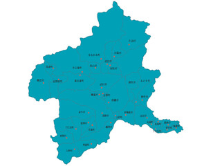 Obraz premium 群馬県 地図 グリーン 斑点 イラスト