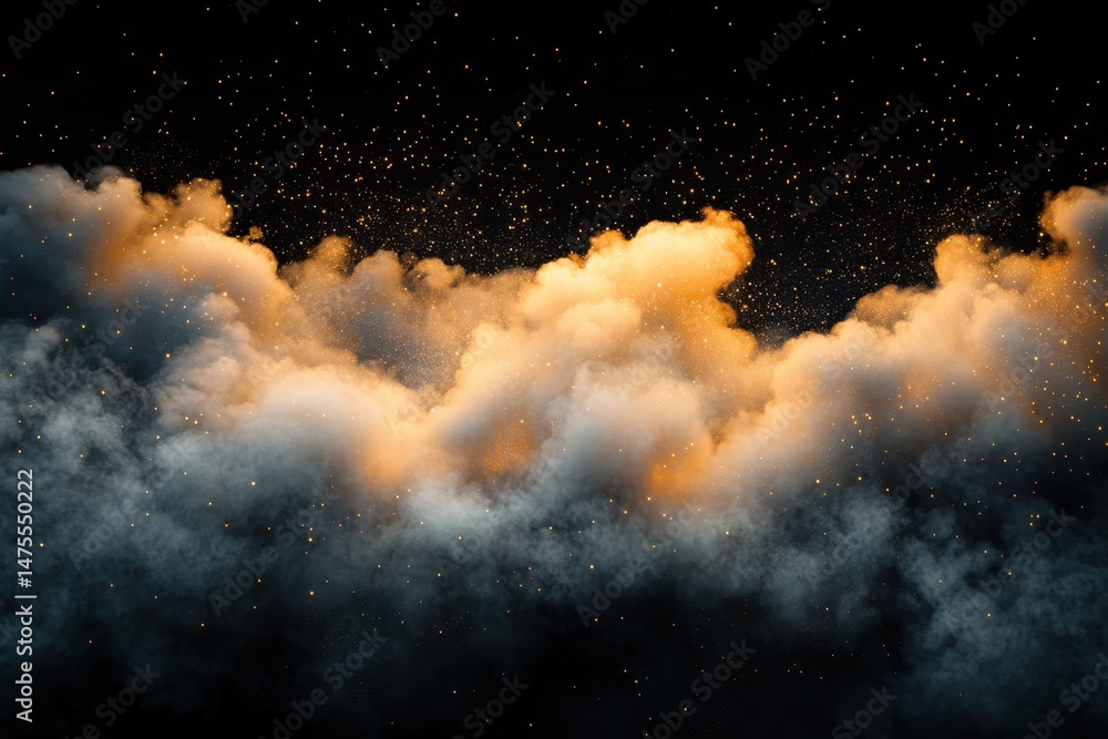 Leinwandbilder Cloud particles create an abstract minimal backdrop with soft glowing edges and a dark atmosphere, Cloud particles background Abstract minimal Backdrop