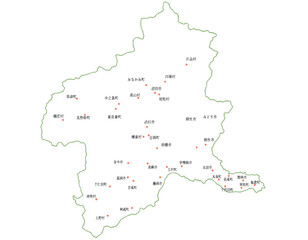 群馬県　地図　白　斑点　イラスト