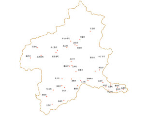 群馬県　地図　白　斑点　イラスト