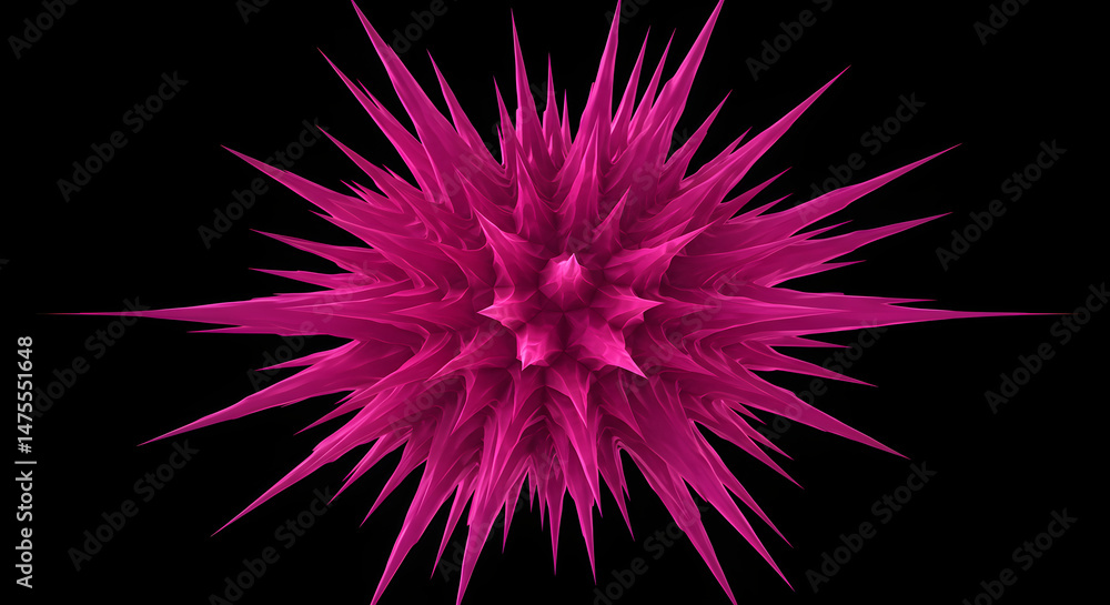 Poster sharp pink object on dark backdrop creates mysterious composition