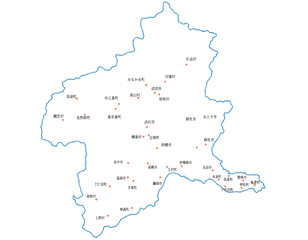 Obraz premium 群馬県 地図 白 斑点 イラスト