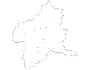 群馬県　地図　白　斑点　イラスト