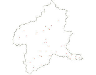 群馬県　地図　白　斑点　イラスト