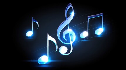 Futuristic Music Notes Glowing Blue