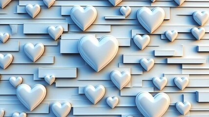 Light blue abstract heart pattern on layered geometric background. The 14th of February. Happy Valentine's Day - Powered by Adobe